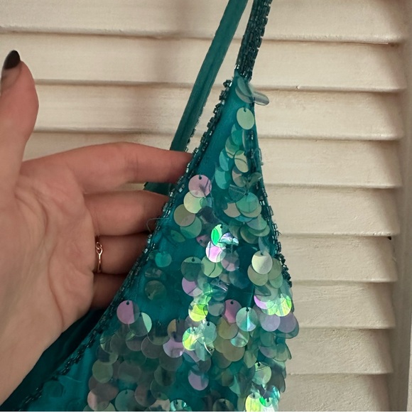 Cache turquoise sequin mini dress - Picture 3 of 7